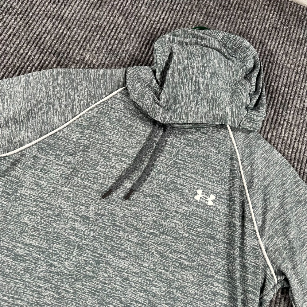 Under Armour Pullover Shirt Womens Large Gray Long Sleeve Hooded Loose Fit Gym